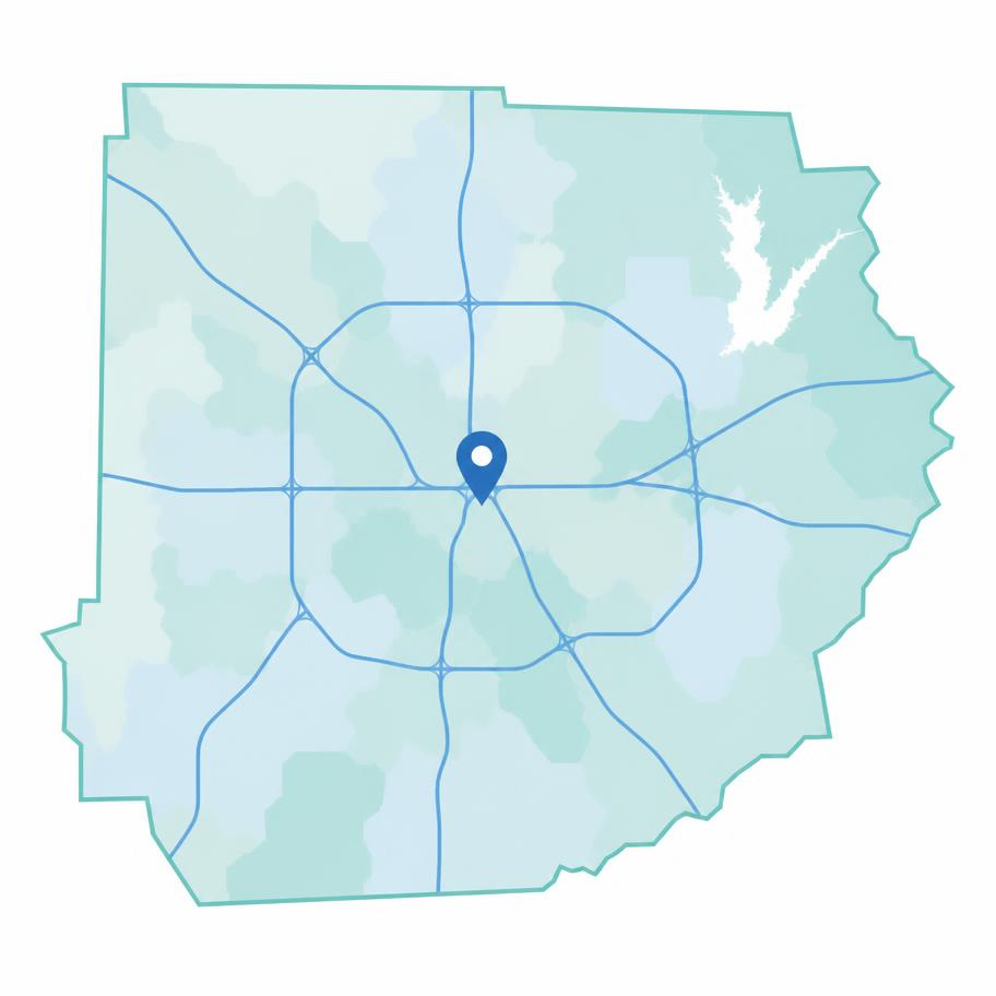 Illustrated map of the Dallas County service area